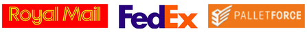 Logos for Fedex Royal Mail and Palletforce